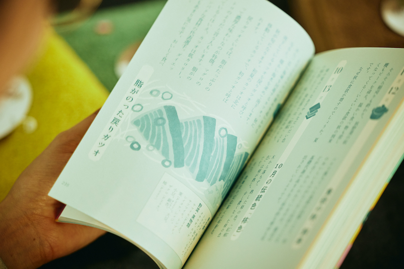 暦の本をめくる