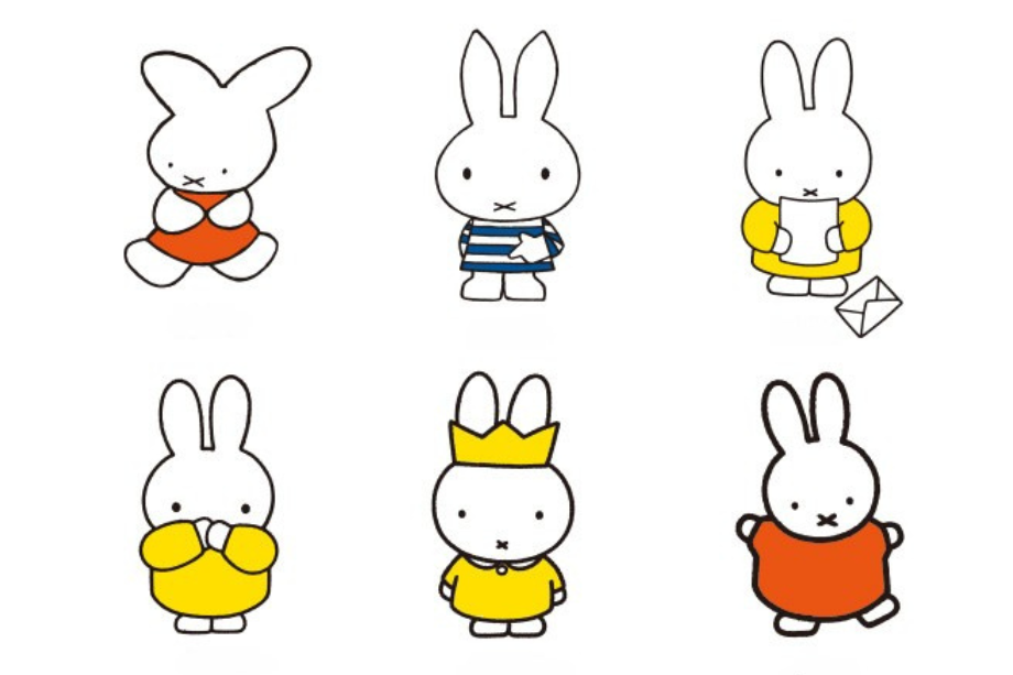 さまざまな年代のミッフィーのイラスト